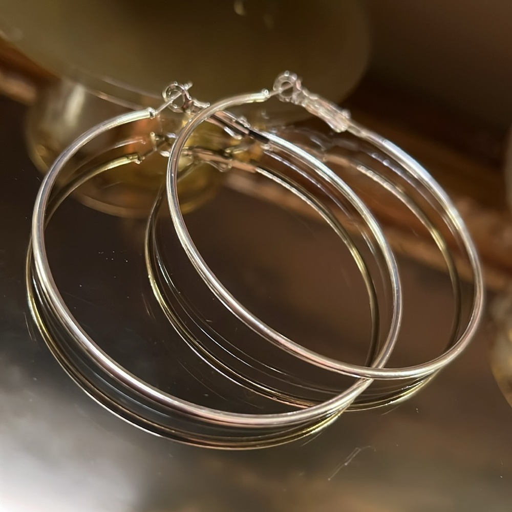 Large Thin Silver Hoop Earrings
